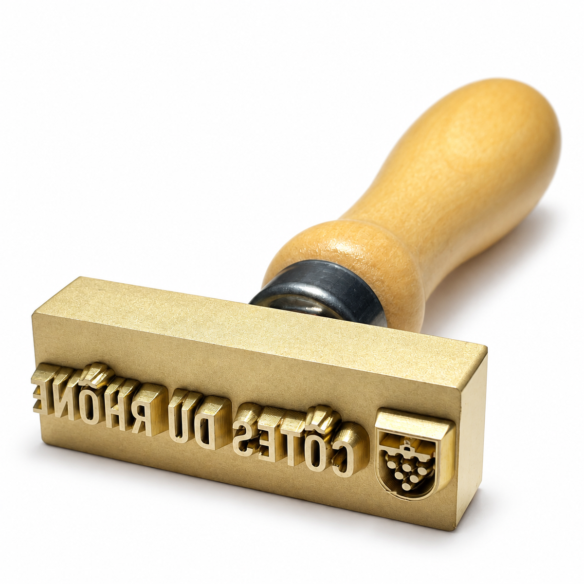 Actual custom pottery stamp shown on a white background edited with AI